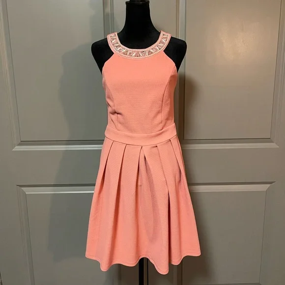 slim fit dress slacks Peach Flared Dress – DithiStudio main image 1
